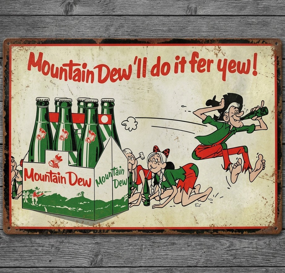 Mountain Dew 8 x 12 Vintage Novelty Metal Sign Made In USA New