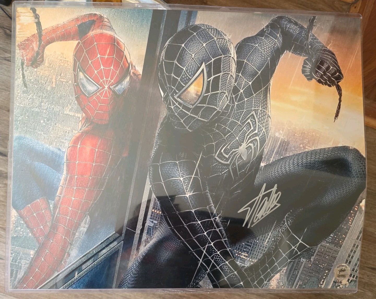 *STAN LEE  AUTOGRAPHED MARVEL SPIDERMAN 16x20 photo METALLIC 