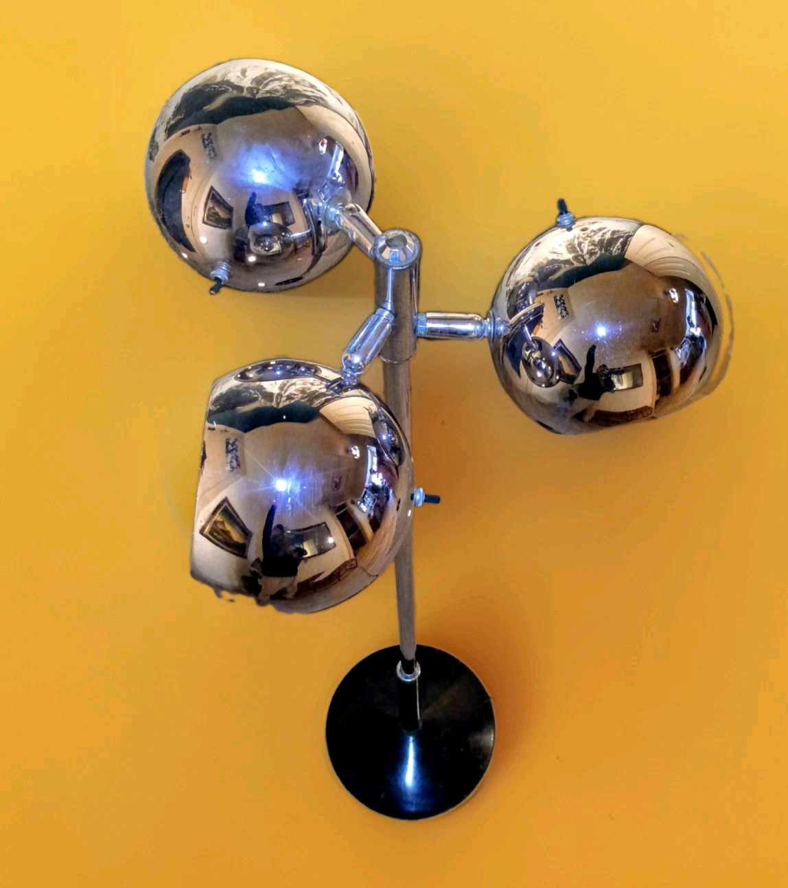 Vintage Chrome Eyeball 3 Head 1960s Floor Lamp MCM Modern Decor One Of A Kind 