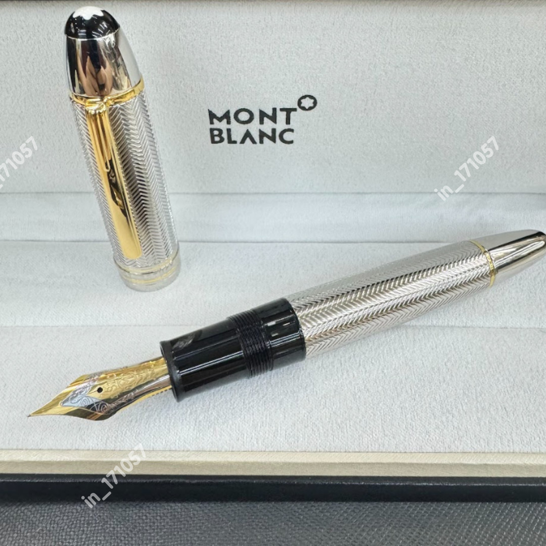 Rare Montblanc LeGrand Silver Barley Solitaire Fountain Pen VIP Gift Set