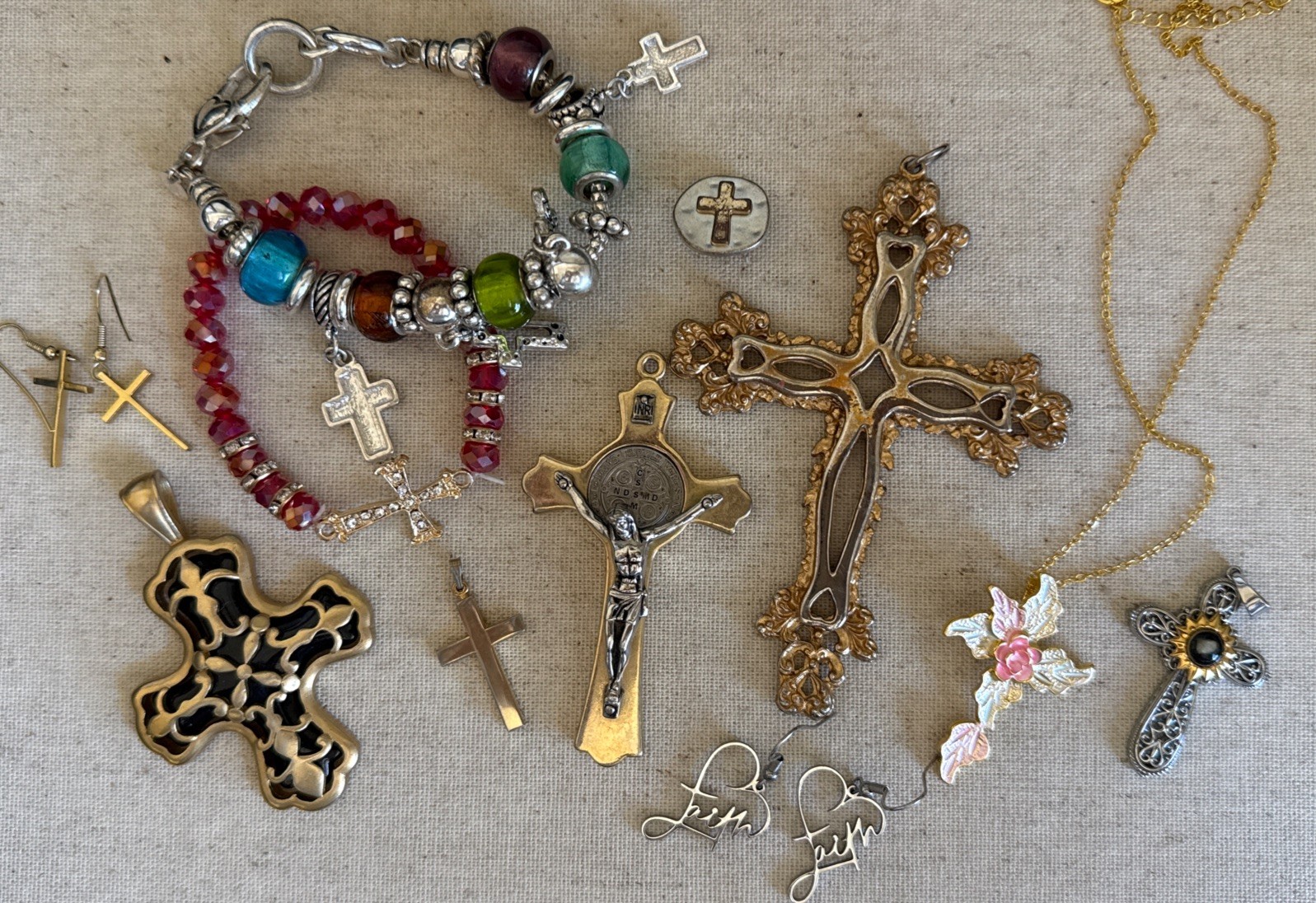 Vintage To Now Religious Christian Jewelry Lot Mixed Cross Earrings Pendant Vintage To Now Religious Christian Jewelry Lot Mixed Cross Earrings Pendant