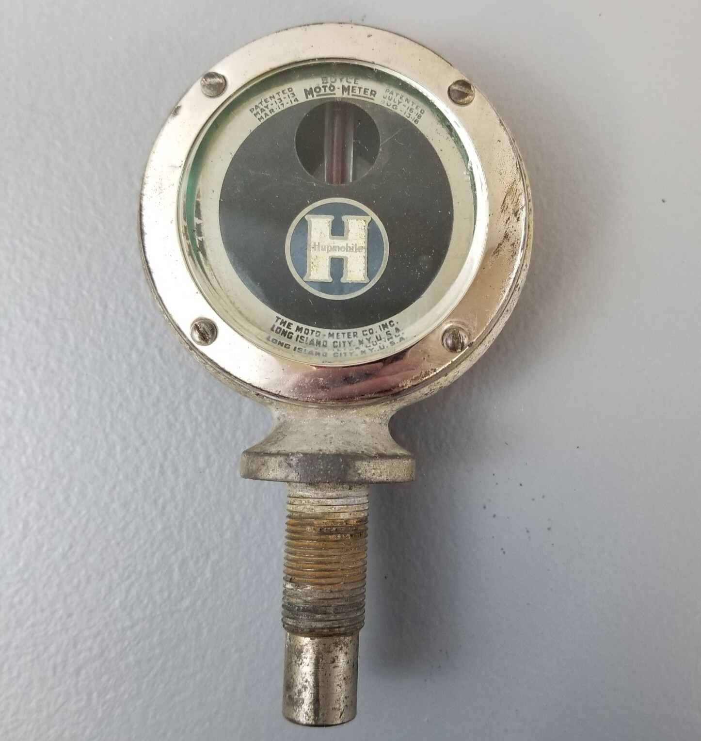 1910s 1920s HUPMOBILE BOYCE MOTOMETER Radiator Gauge Badge Emblem Antique Hood
