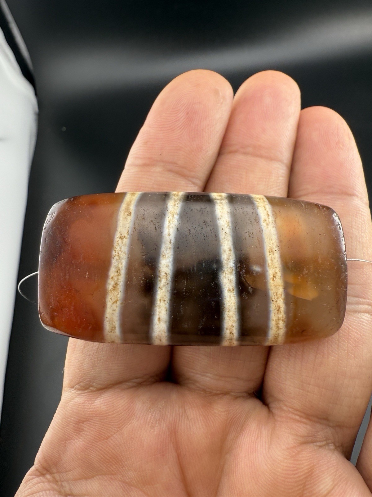 Old Indo Tibetan Agate Etched Stone Wonderful Unique Amulet Bead