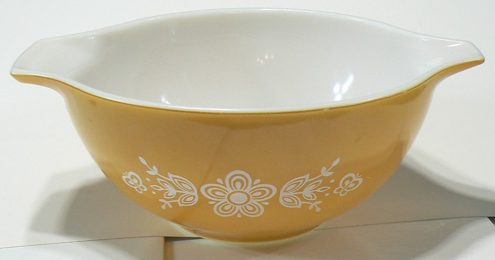 Pyrex Mixing Nesting Bowl 442 Cinderella Butterfly Gold 1.5 QT  VINTAGE
