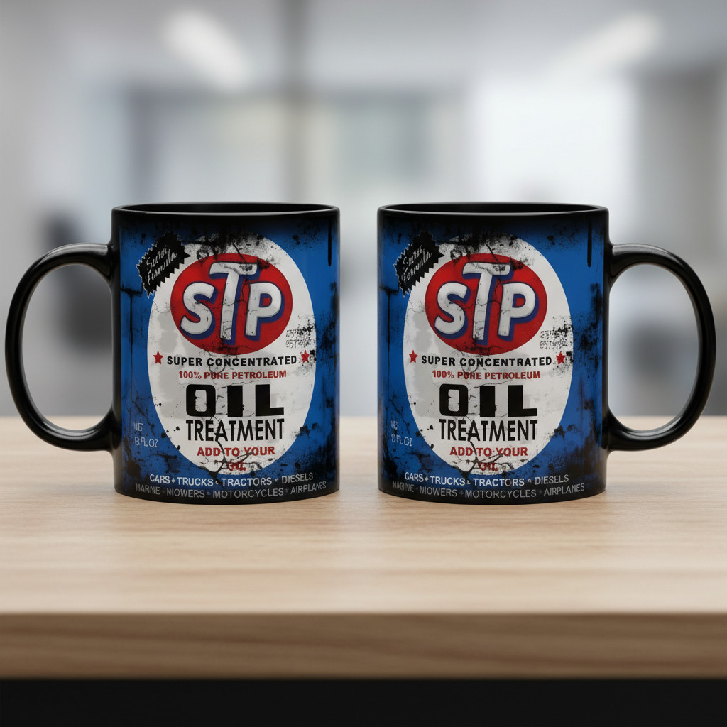 Vintage STP Oil Mug Blue Cracked Formula Parody Mechanic Gift Vintage STP Oil Mug Blue Cracked Formula Parody Mechanic Gift
