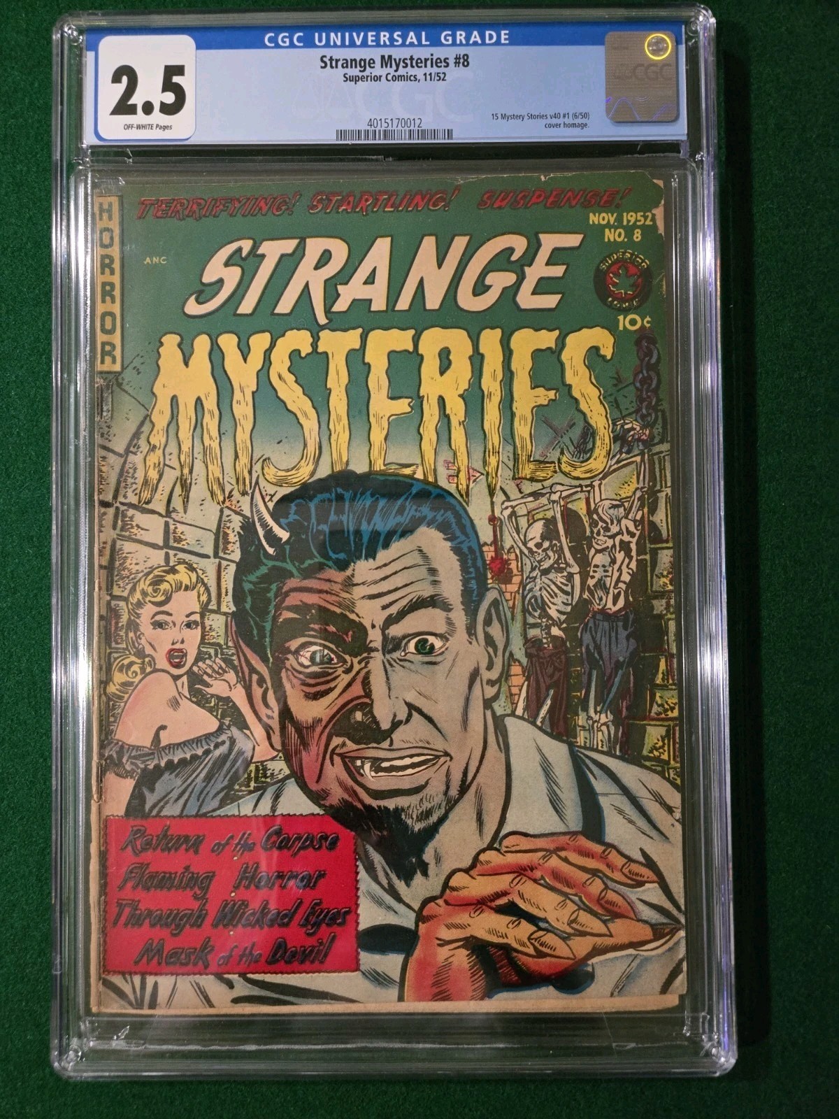 STRANGE MYSTERIES #8 CGC 2.5 Superior 1952 Pre Code DEVIL COVER 
