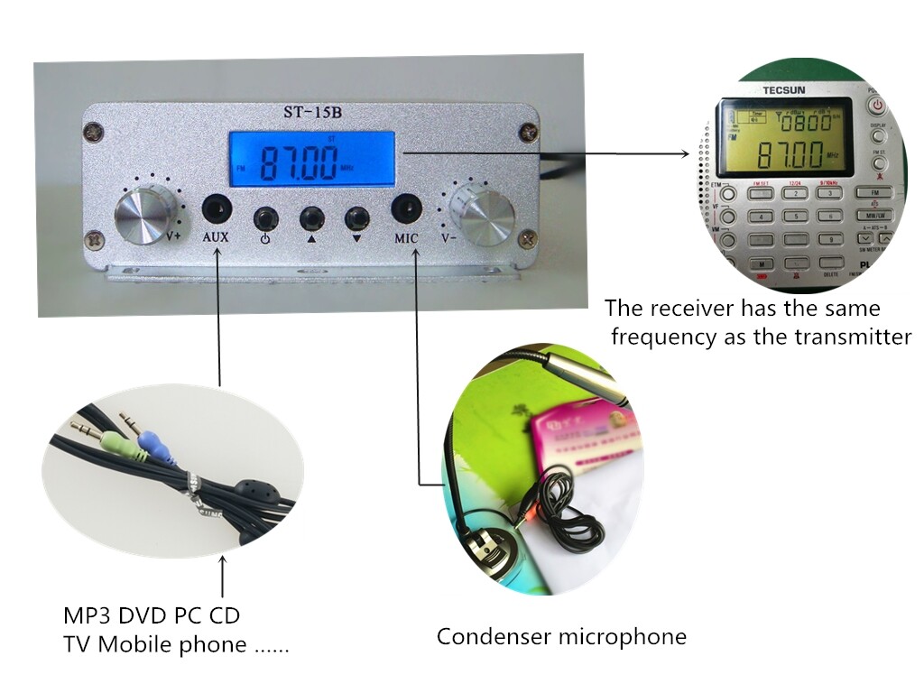 15W stereo FM radio transmitter drive-in cinema only host 87-108MHZ ST-15B
