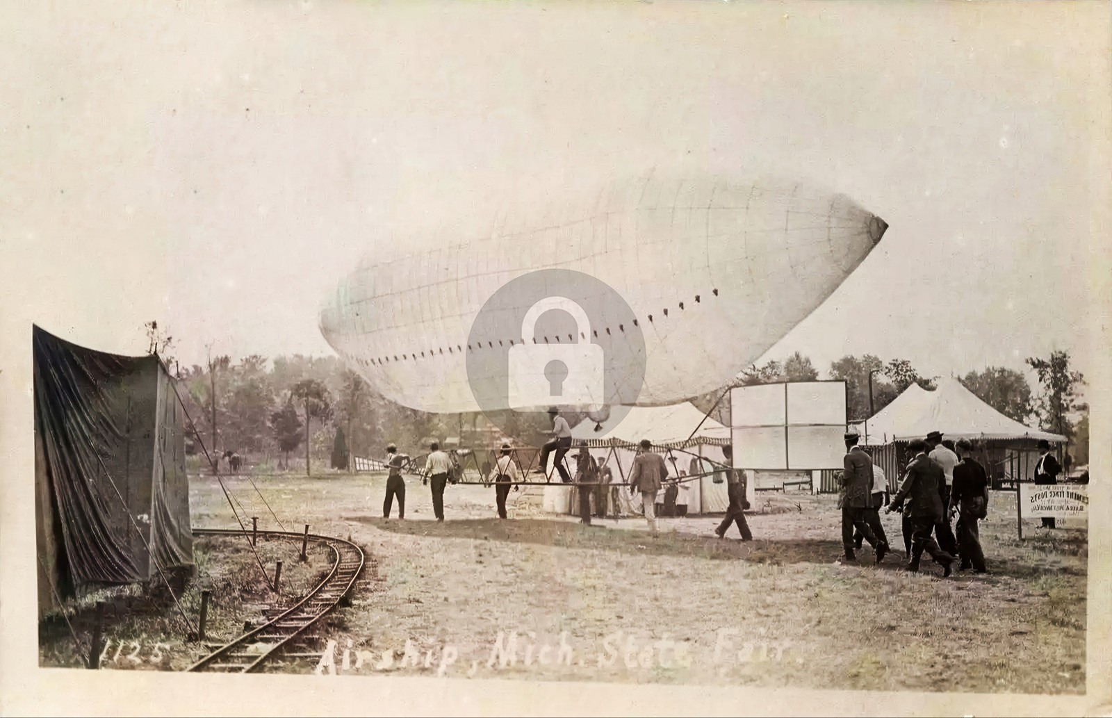 Detroit MI Michigan Airship Blimp at State Fair RPPC Photo Postcard COPY