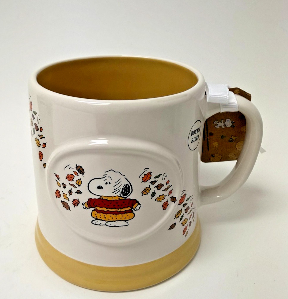Peanuts Snoopy Fall Mug Season of Thanks Autumn Leaves Ceramic New w/ Tag