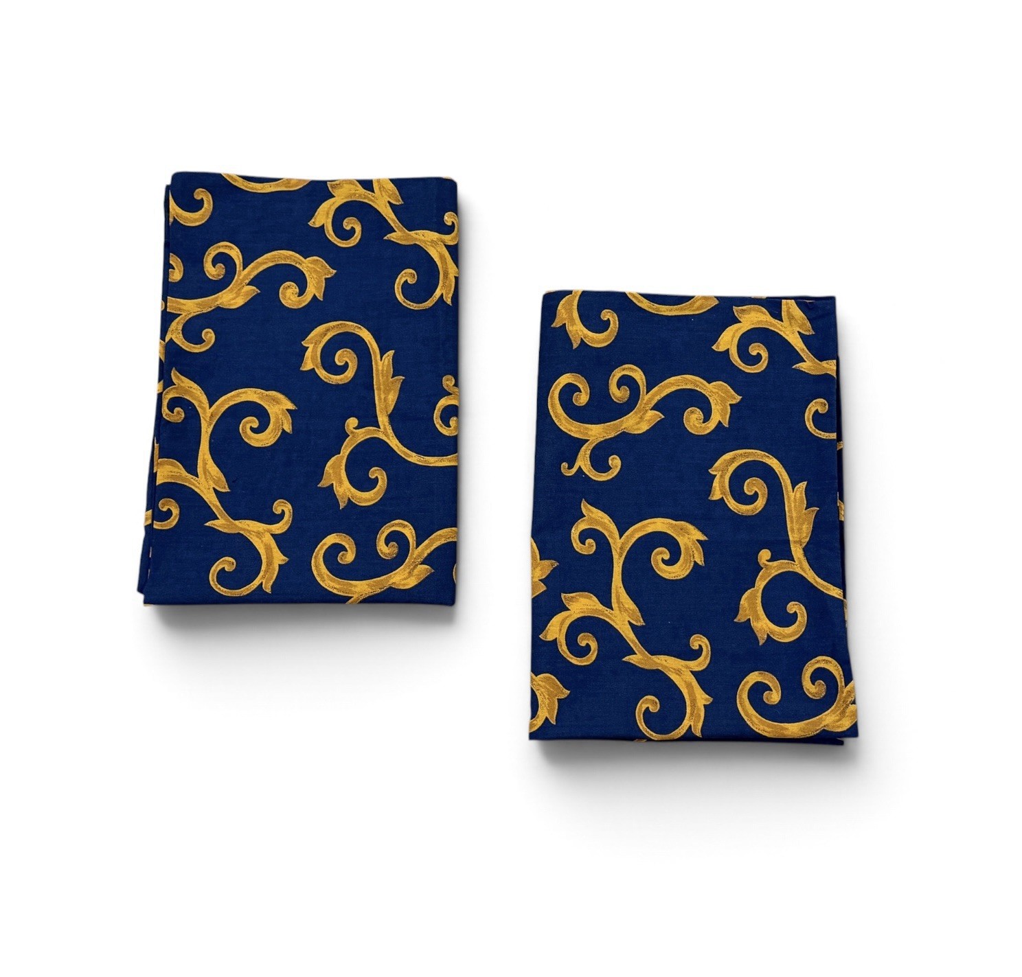 Vintage Rare 90s Celestial Blue Gold Swirl Pillowcase Pair 30”x 21” Whimsigoth