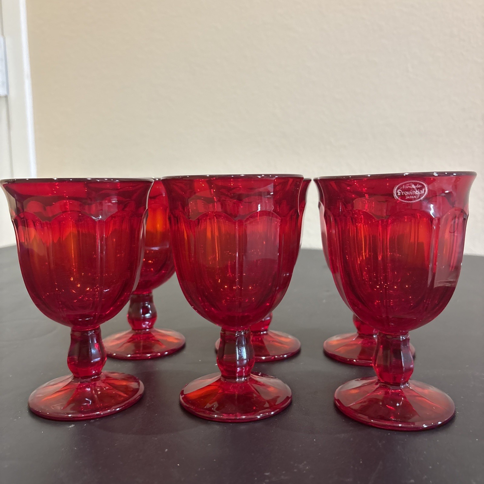 Vintage Noritake Provincial Ruby Red Stemmed Water Goblet Japan 1970s Set of 7