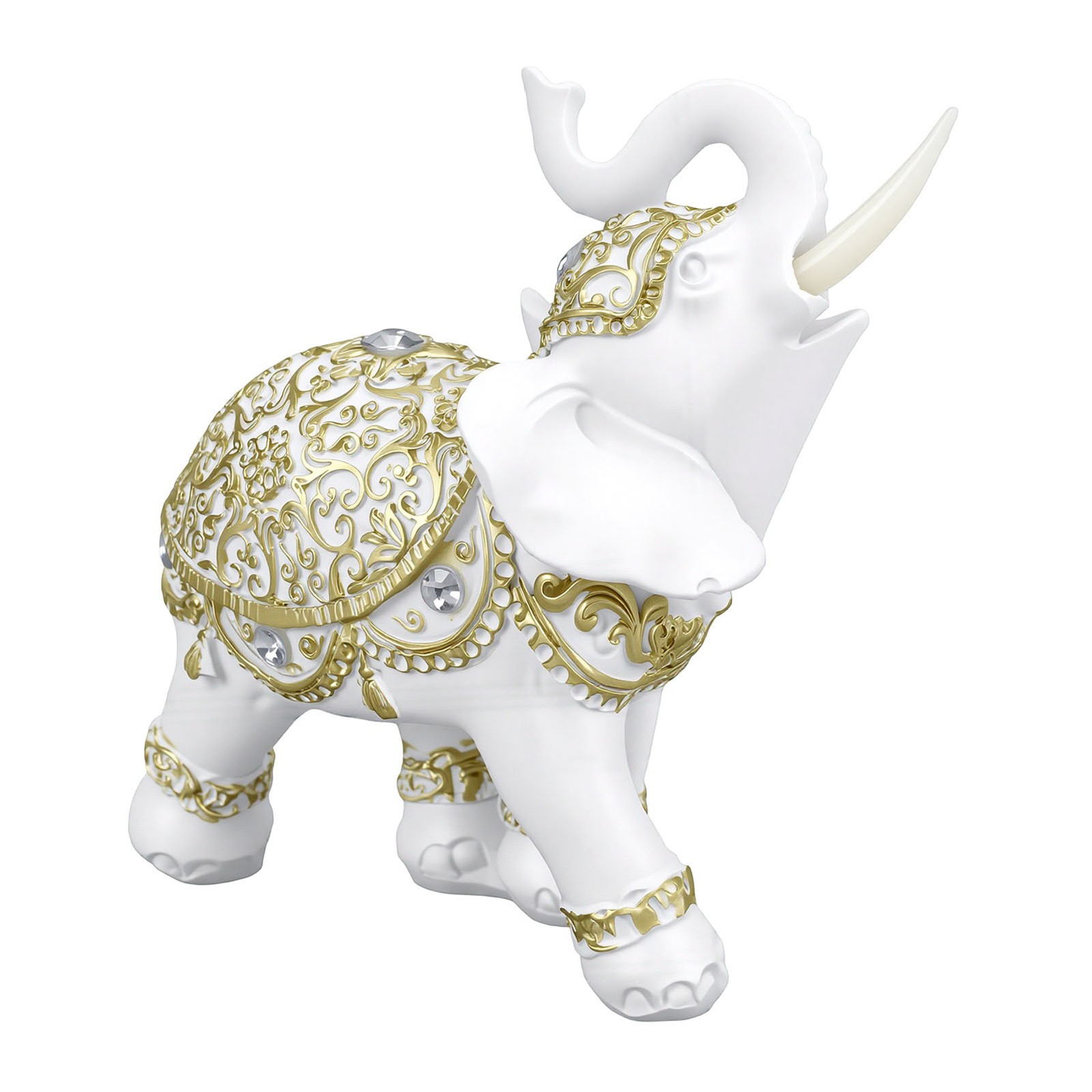 Elephant Statue Vintage Gold Pattern Synthetic Resin Elephant Figurine Ornament