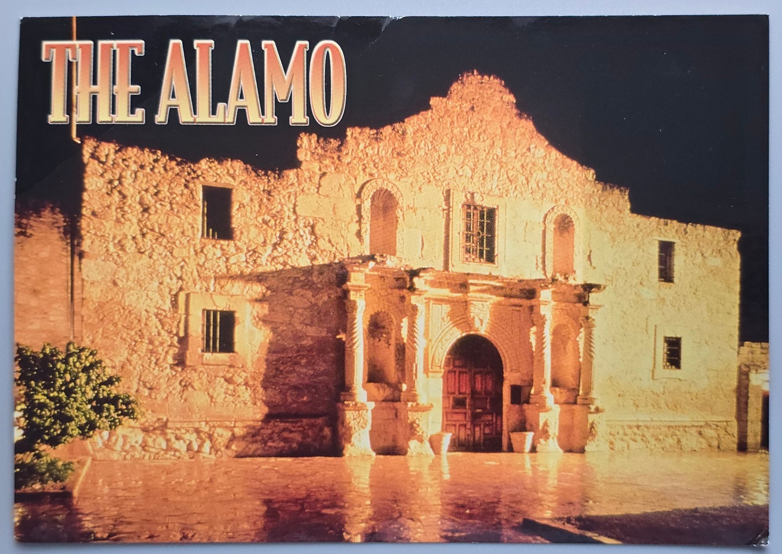 San Antonio Texas The Alamo Night View Chrome Postcard