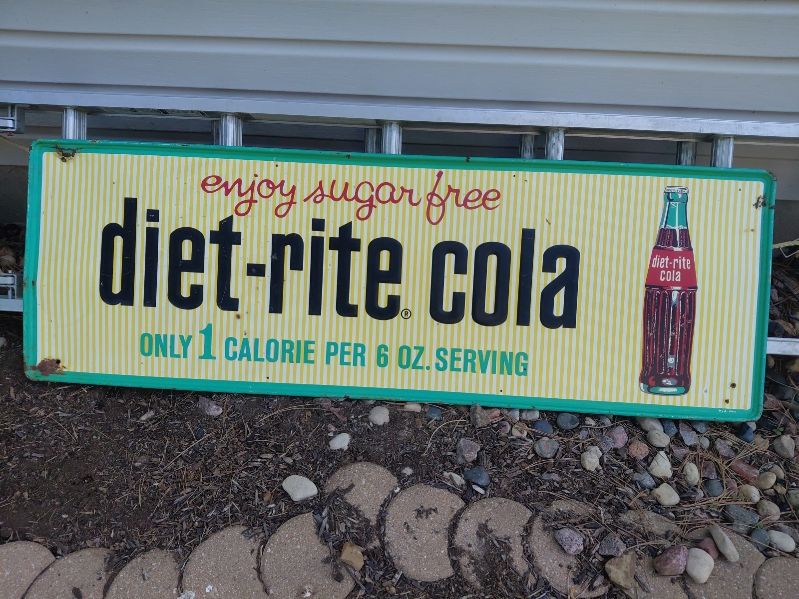 c.1950s Original Vintage Diet Rite Cola Sign Metal Embossed MCA Nehi Royal Crown