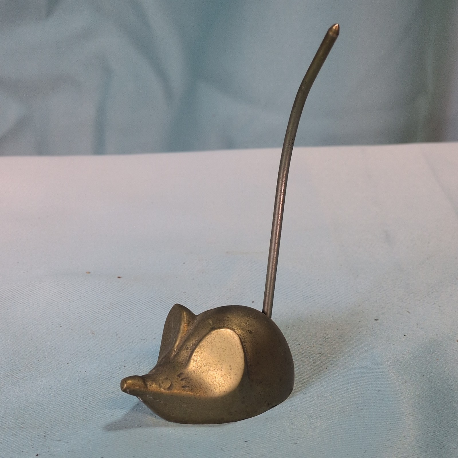 Vintage Mouse Brass Ring Holder Or Receipt Holder 2.5 X 4.25