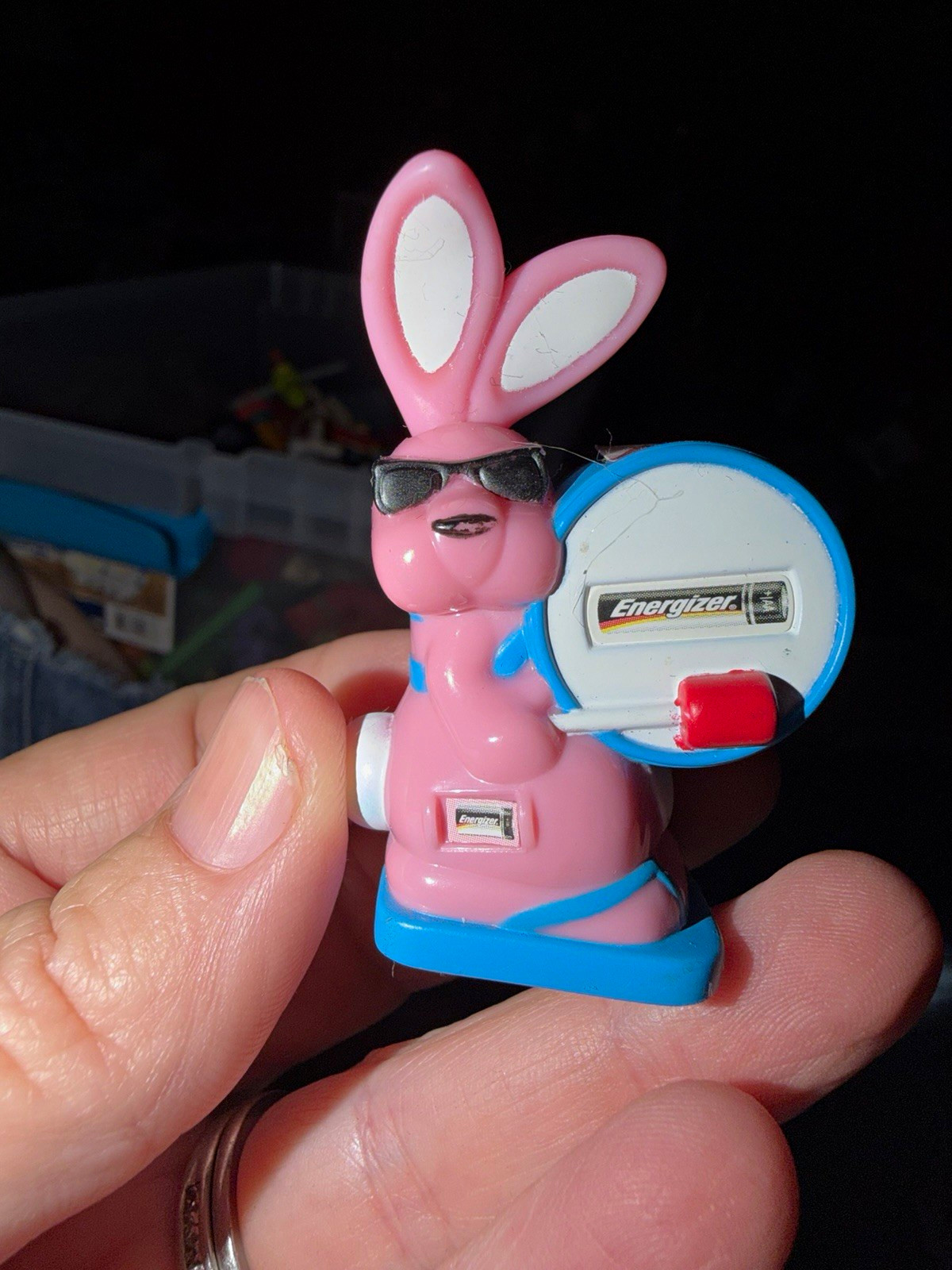 Vintage 1990s Energizer Bunny Wind-Up Toy Pull-Out Sticker Dispenser Works