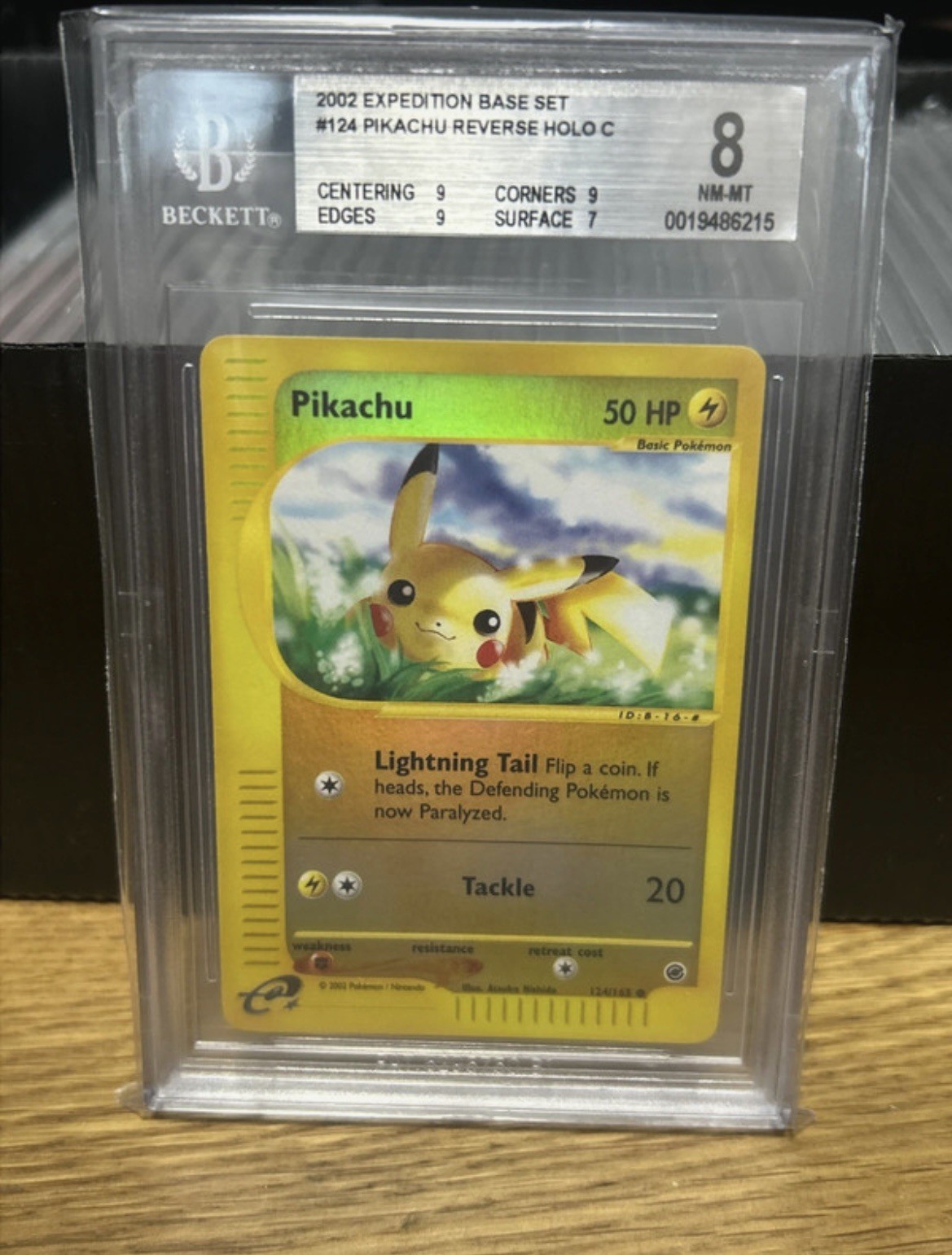 Pokemon Expedition Reverse Holo Foil Pikachu 124/165 BGS 8 NM-MT+ ENG