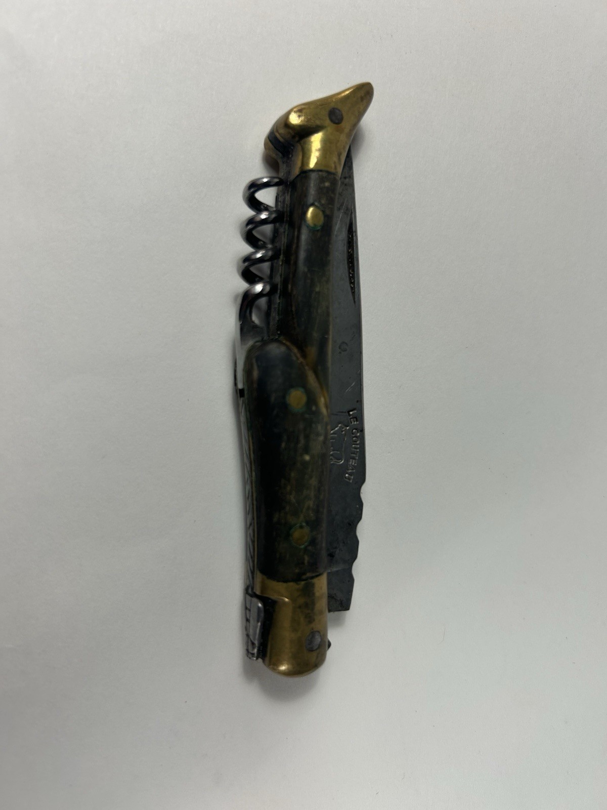 Vintage Le Couteau De Laguiole Folding Knife Corkscrew Bird Head Handle