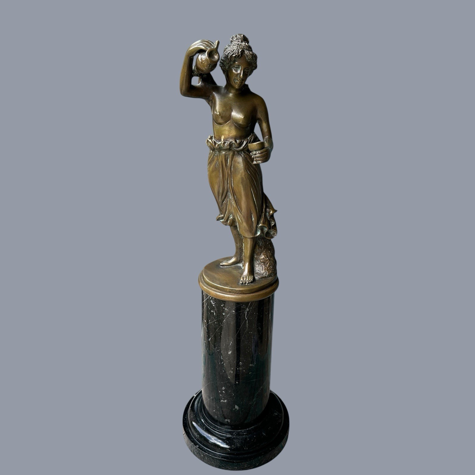 VTG Maitland Smith Classical Parlor Lady Bronze Sculpture 27 Inch Marble Base