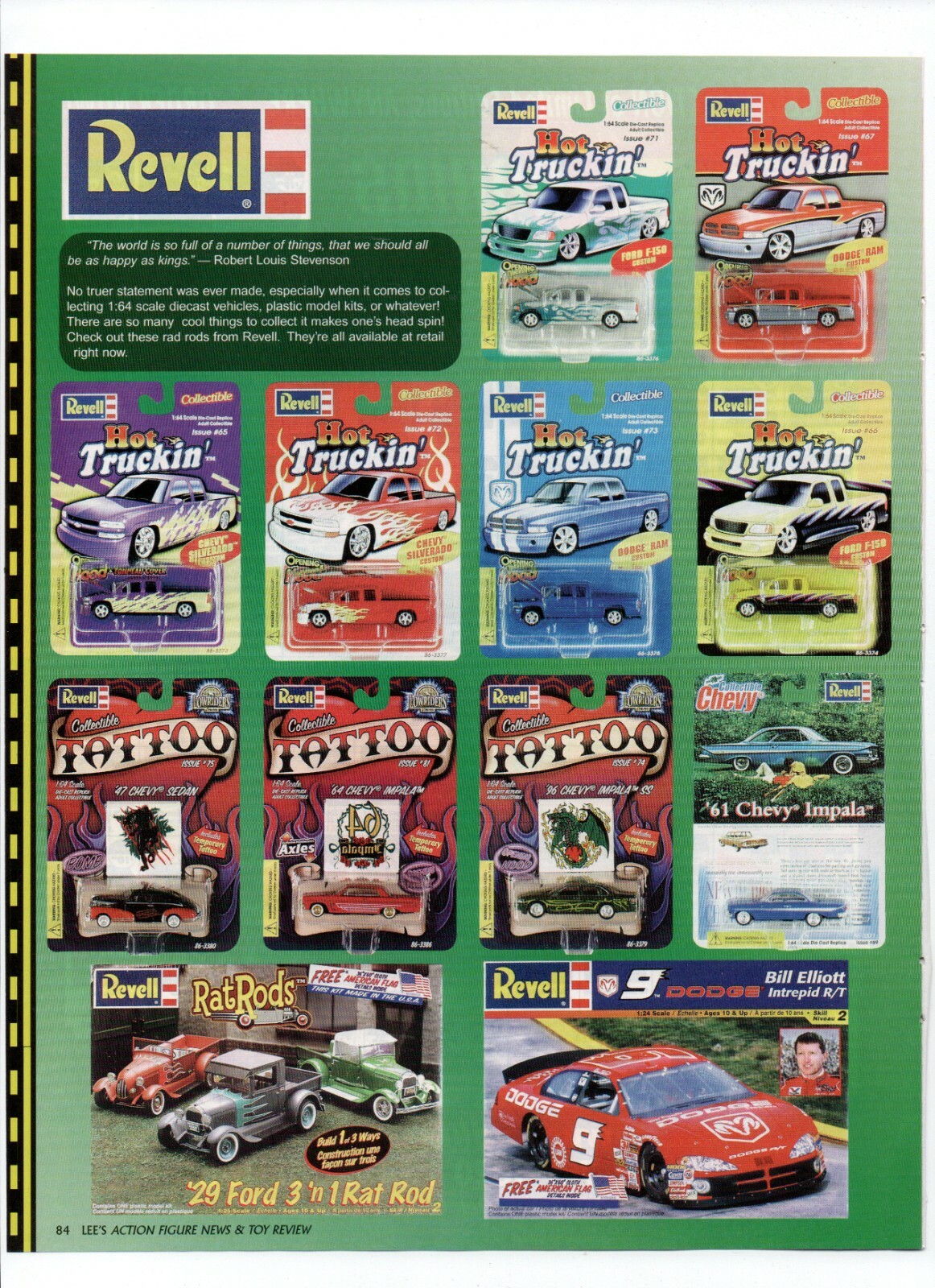 Revell Hot Truckin' Bill Elliott Nascar Diecast Cars Models - 2002 Toys Print Ad