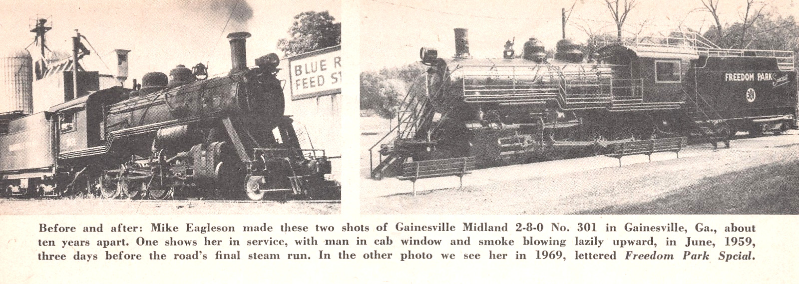 Gainesville Midland RR 2-8-0 Steam Locomotive 301 Freedom Park Special Mag Image
