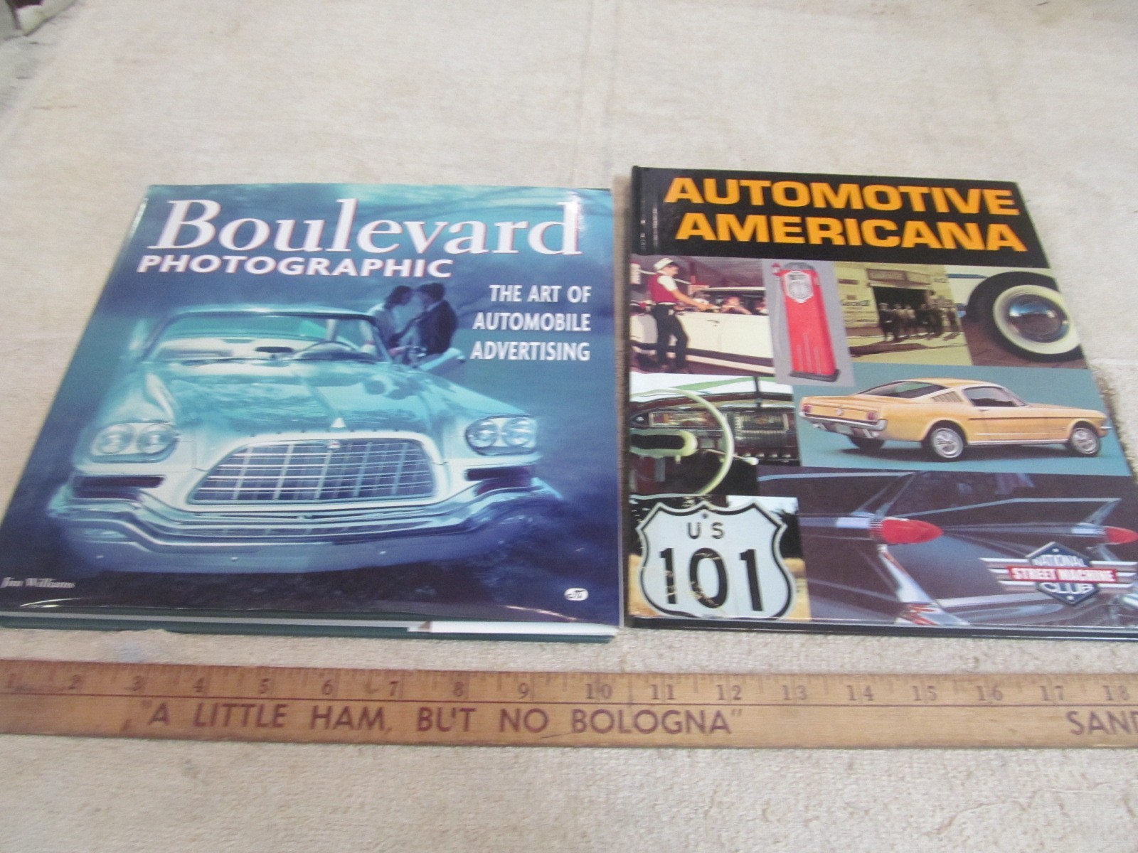 (2) BOOKS ON AUTOMOBILE ADVERTISING &  AUTOMOTIVE AMERICANA, BOTH HARD COVER.