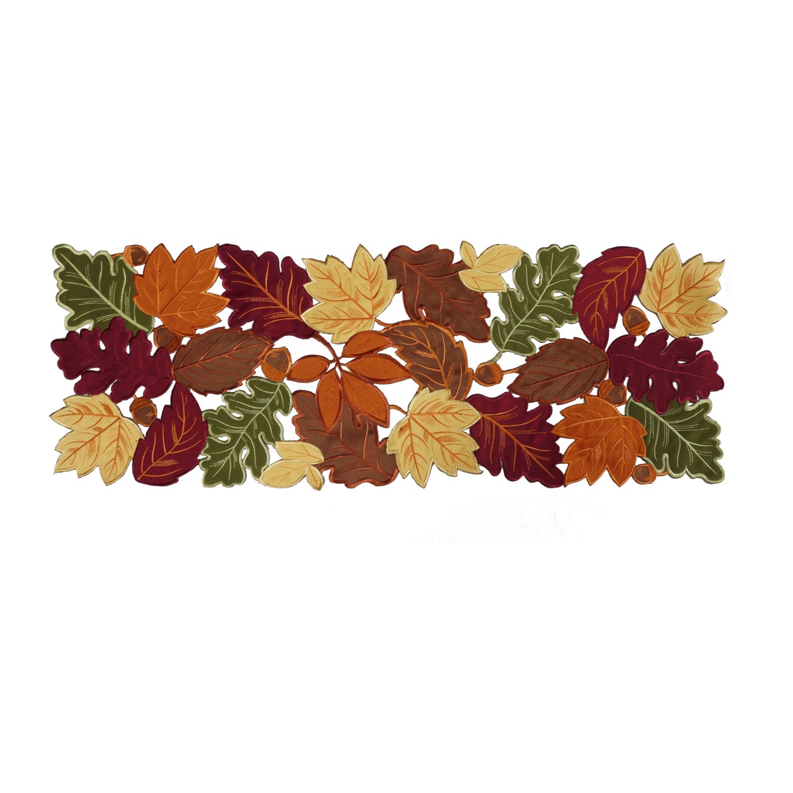 AUTUMN LEAVES Embroidered Table Runner 13x60