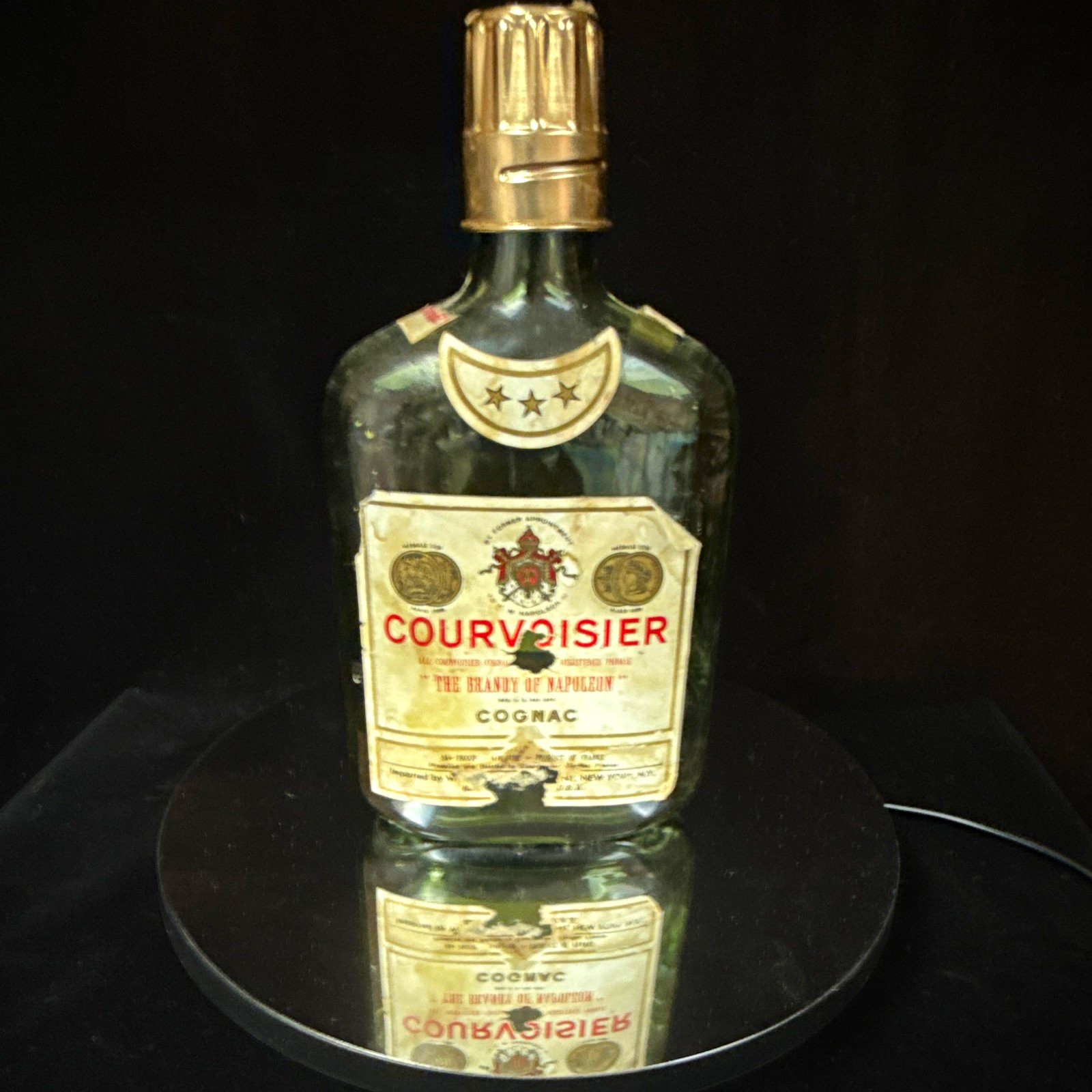 Very Rare Vintage Courvoisier Distillery 3star Cognac Bottle 1/5 Pint 1934-1944 Very Rare Vintage Courvoisier Distillery 3star Cognac Bottle 1/5 Pint 1934-1944