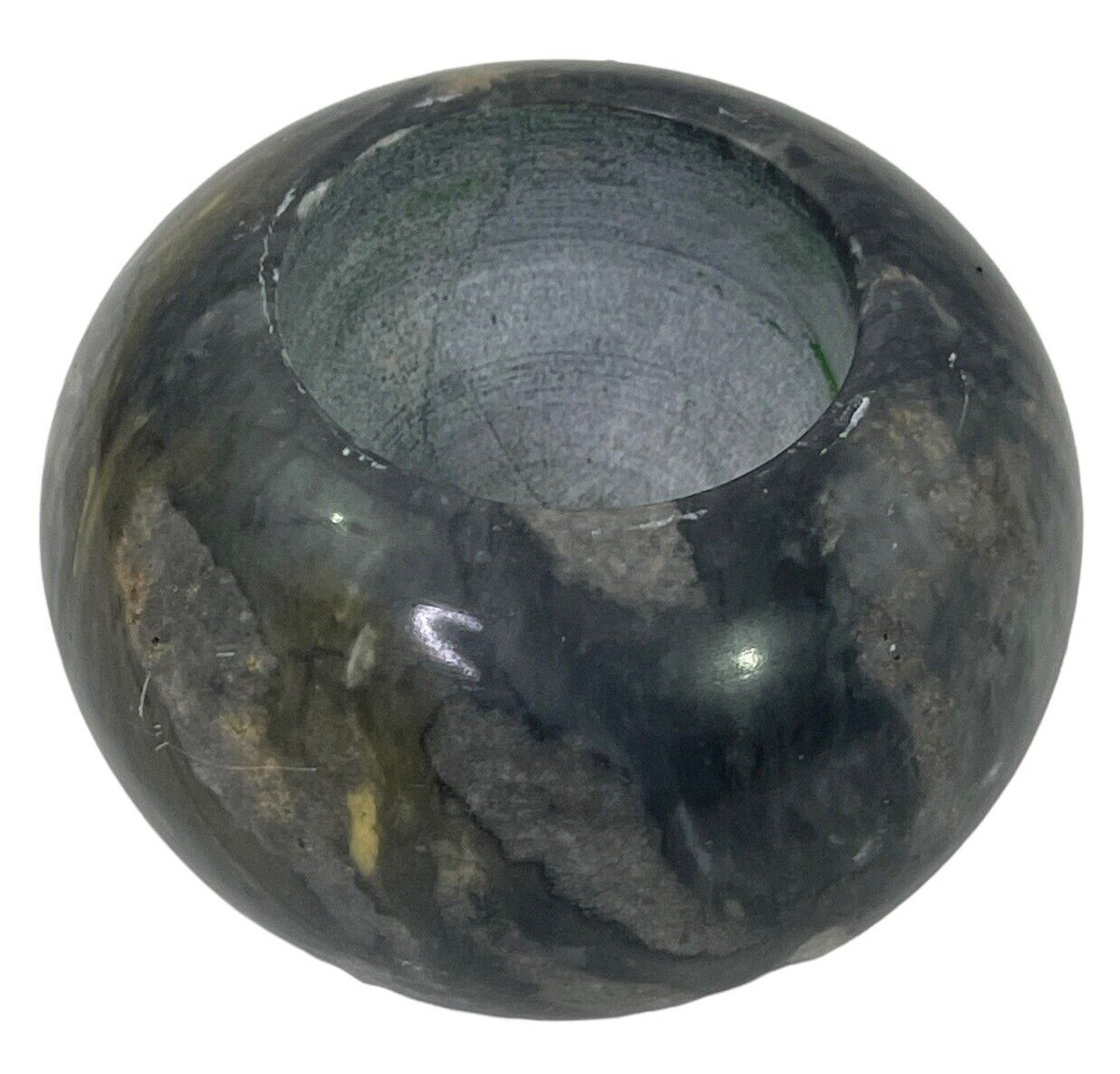 Marble Onyx Stone Gray Candle Holder Round Heavy 2.5\