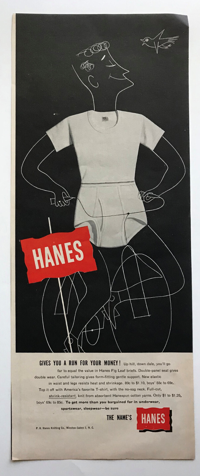 1953 Hanes Underwear T-Shirt Vintage Print Ad Hanespun Cotton Yarn 1953 Hanes Underwear T-Shirt Vintage Print Ad Hanespun Cotton Yarn