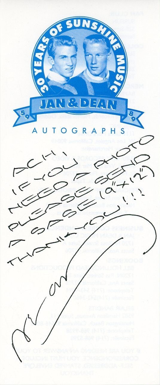 Dean Torrence- Signed Paper