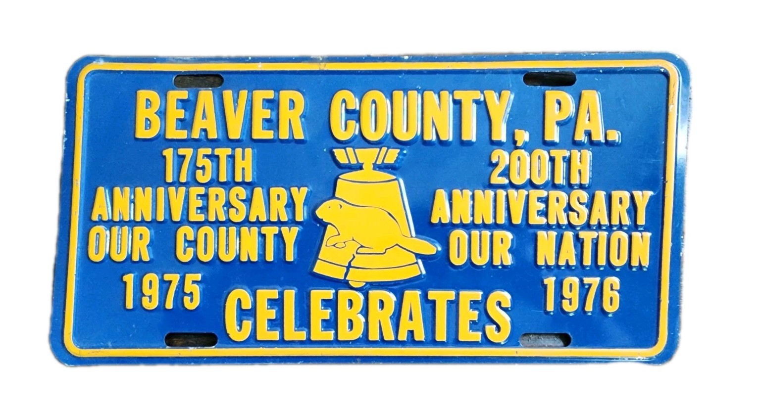 Beaver County PA 175 & 200th 1975 1976 Anniversary Celebration License Plate