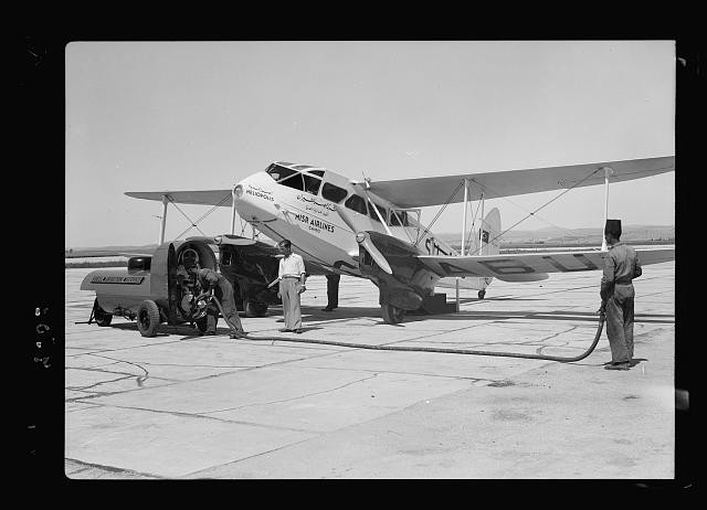 Photo:Lydda Airport Palestine 1930s Misr Airlines Airplane Refuelling