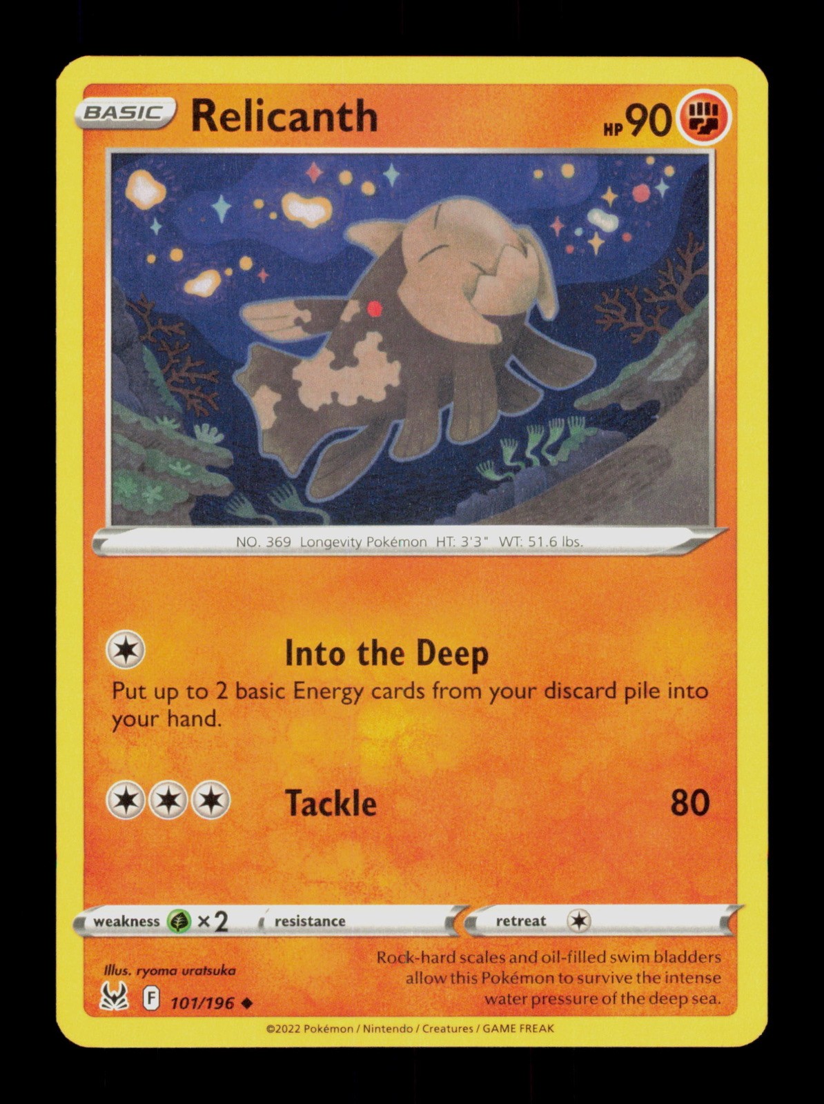 Relicanth Lost Origin 101/196 Pokemon Trading Card TCG CCG
