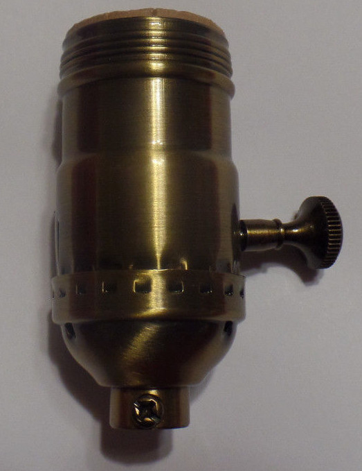 3-way Uno Thread Antique Brass Early Electric Industrial Style Lamp Socket 270A