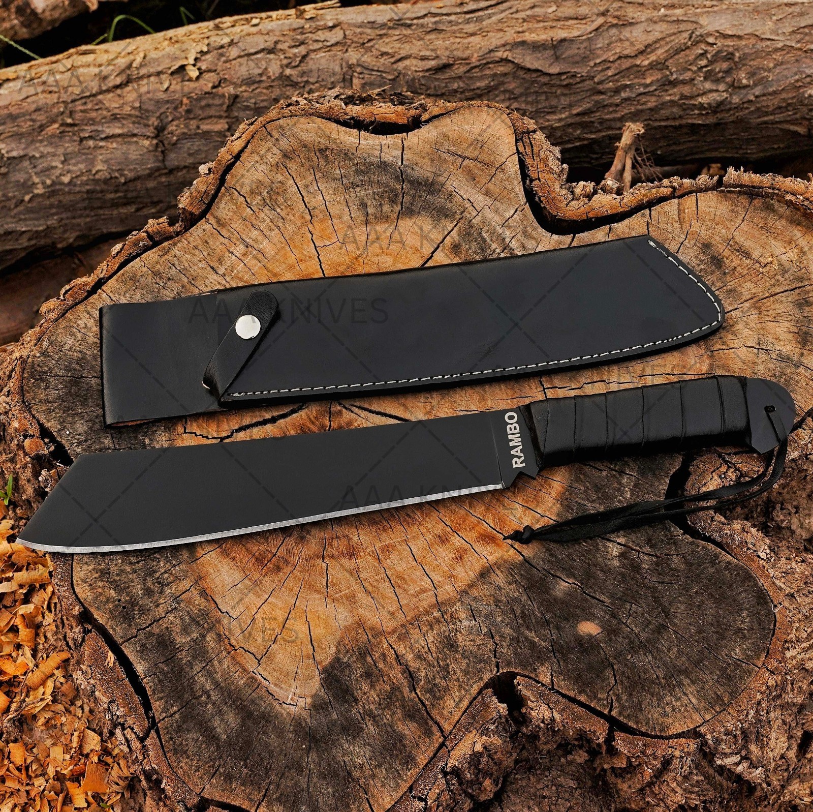 Handmade Rambo IV Machete:  John Rambo Movie Replica Knife with Leather Sheath