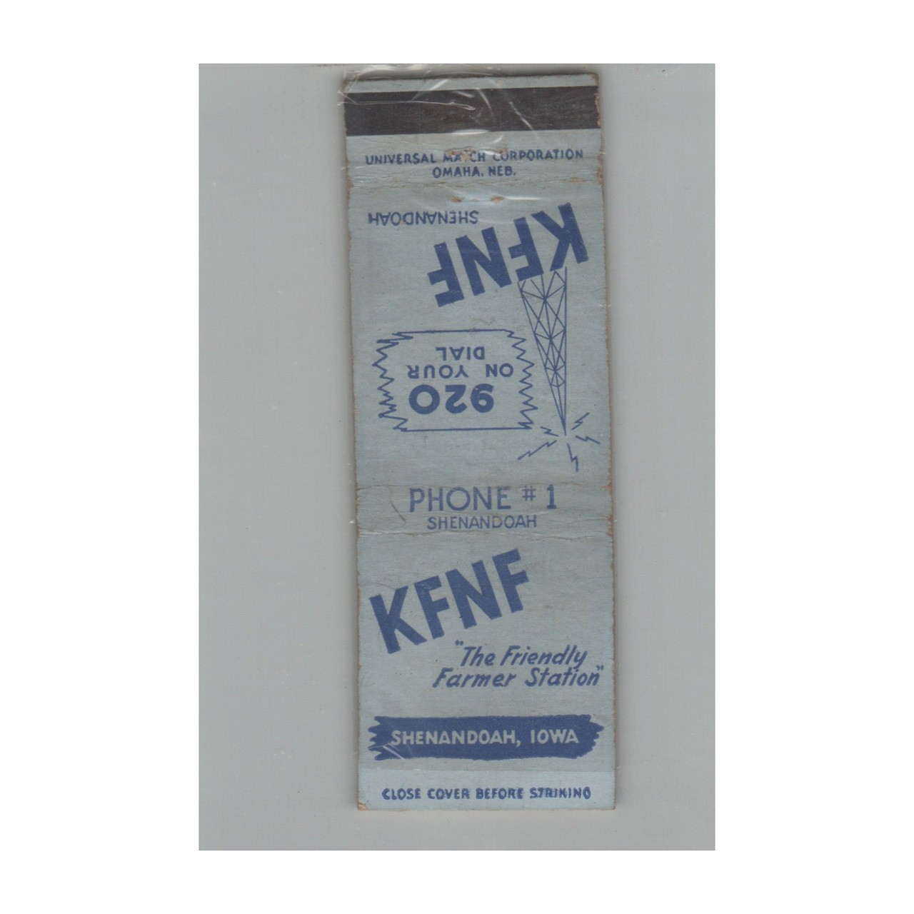 Matchbook Cover Radio Station KFNF Shenandoah IA