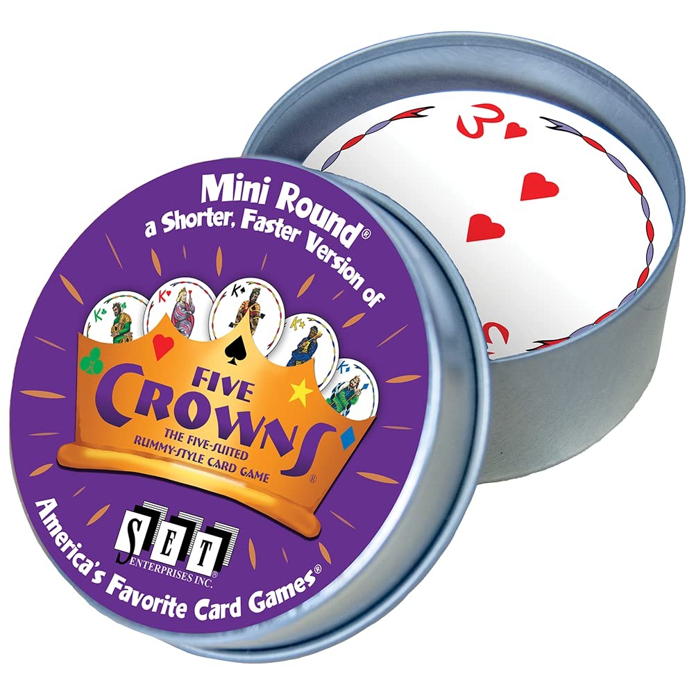 Five Crowns Mini Round Card Game 2.1 inches x x 1.06 inches, Multi 