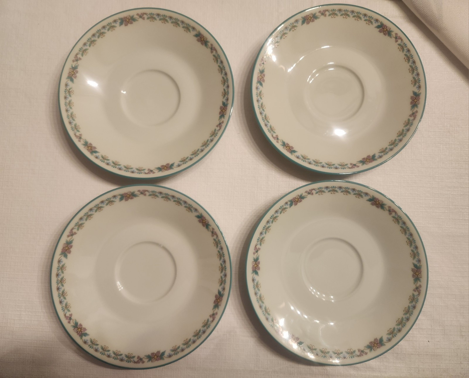 Noritake Saucer Plate Paradise W80 8223 Retired Sea Foam Mint Green Set Of 4
