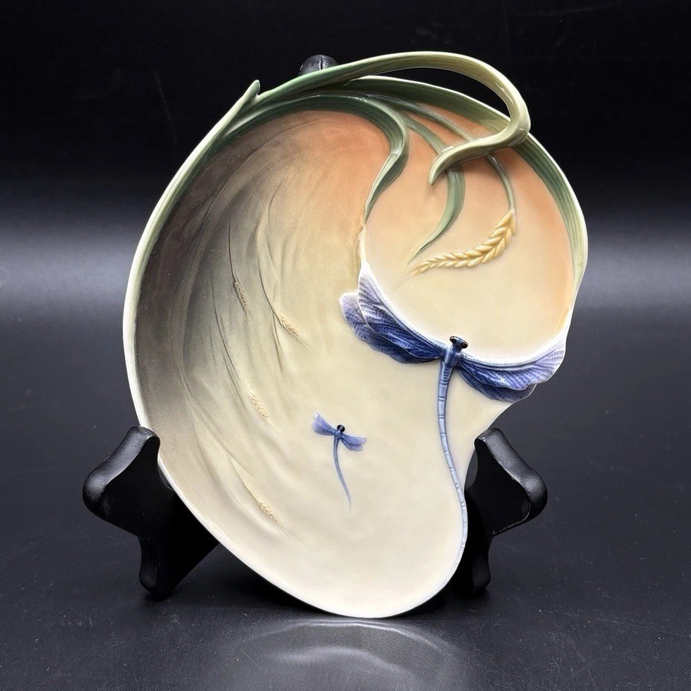 Franz Porcelain Dragonfly Sculptured Platter (Item #FZ00172) by Jen Woo