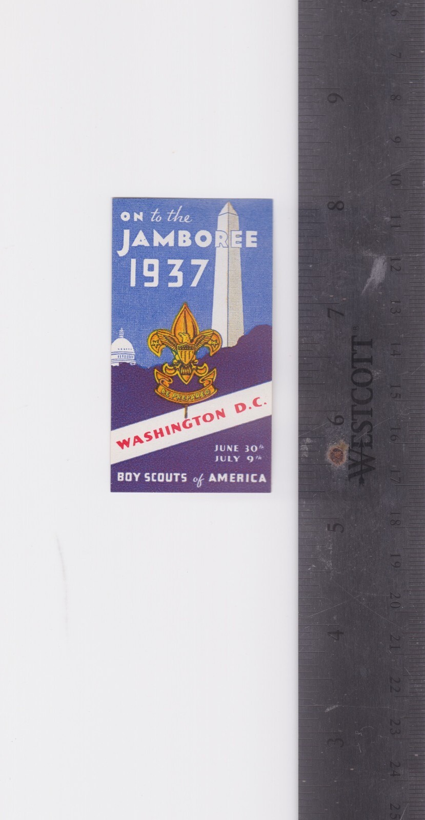 RARE 1937 Boy Scout Jamboree Sticker/Stamp Washington DC 2.5\