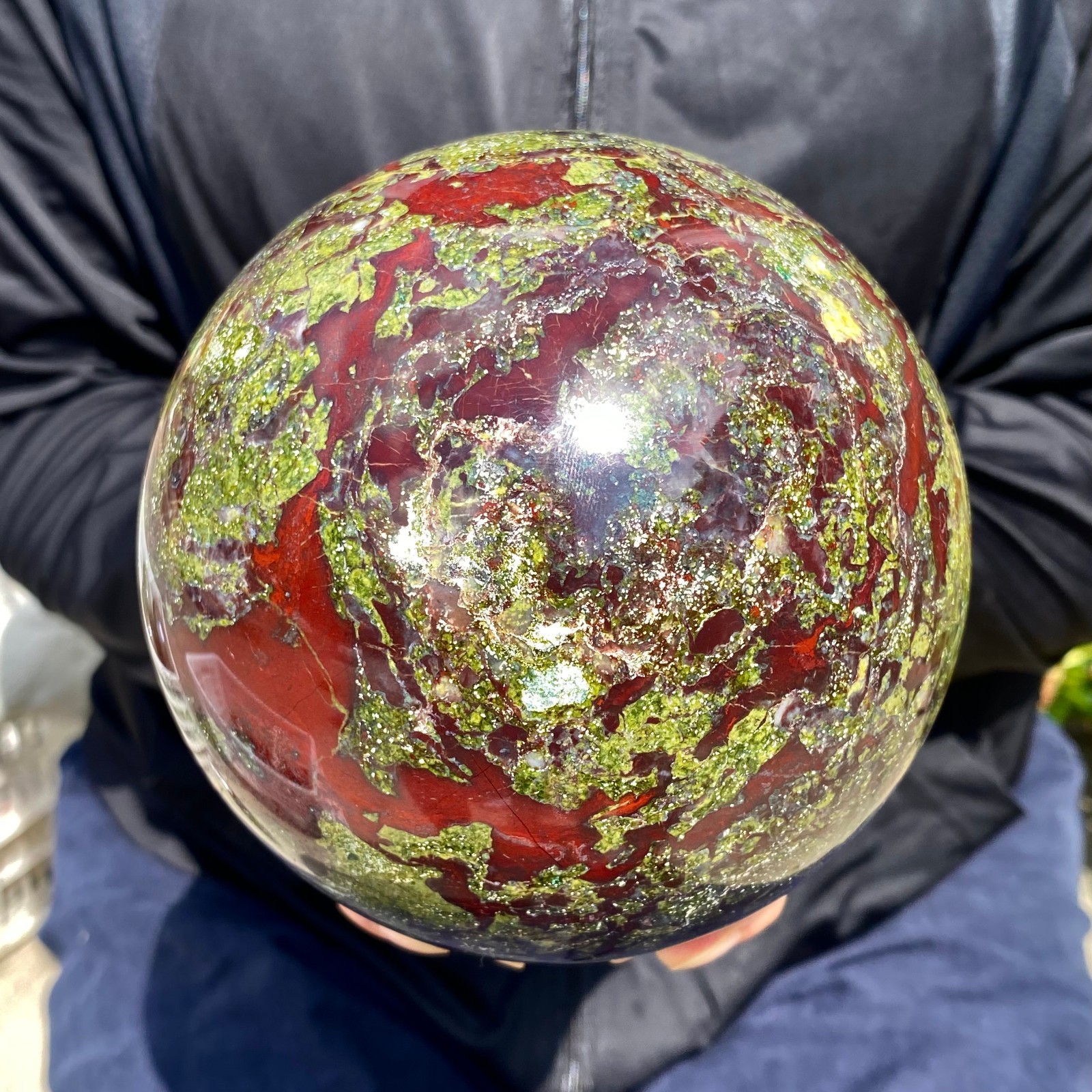 6.68LB Natural dragon blood stone quartz sphere crystal ball reiki healing