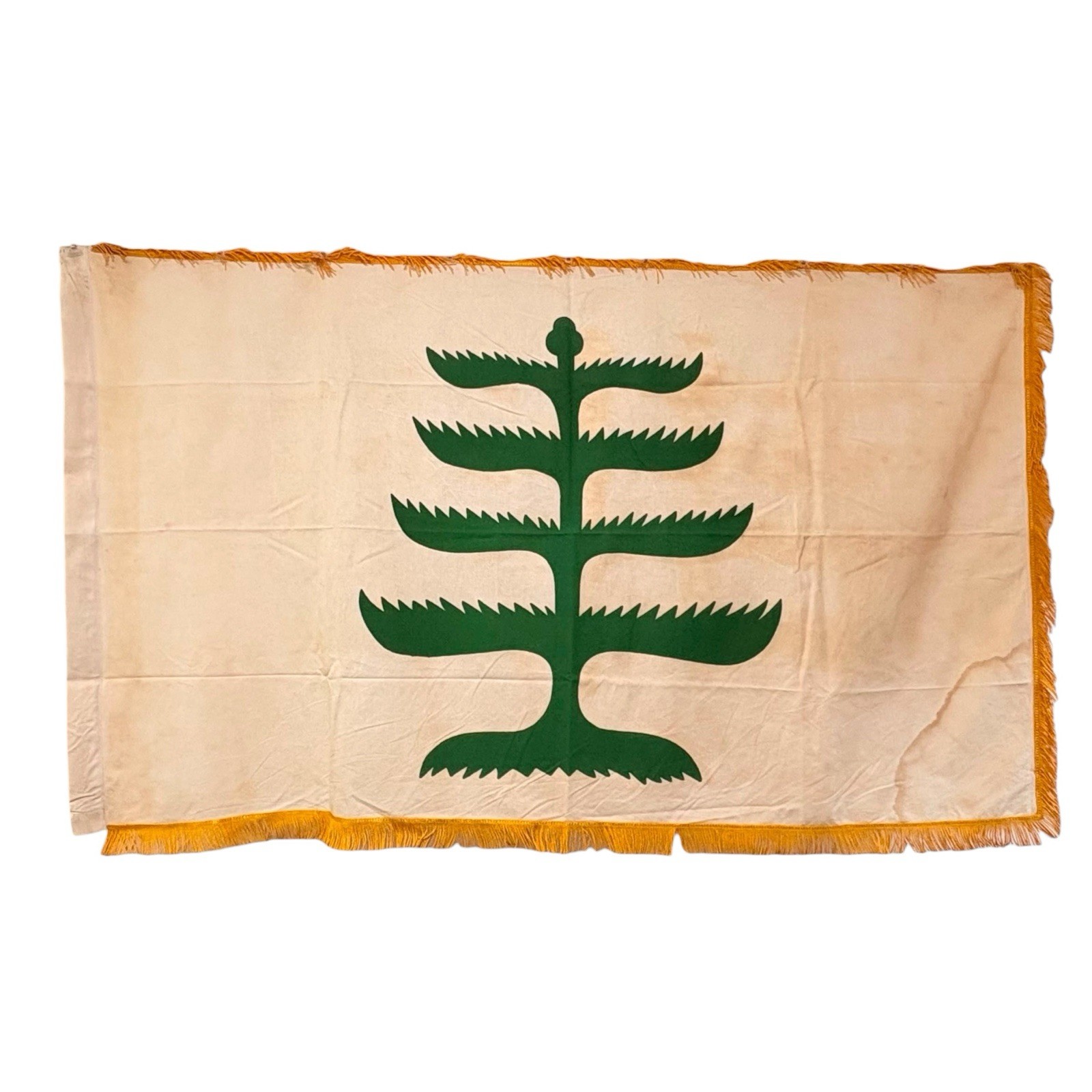 Vintage Pine Tree Flag 1775 American Revolution Cotton Ceremonial Fringe 3x5’