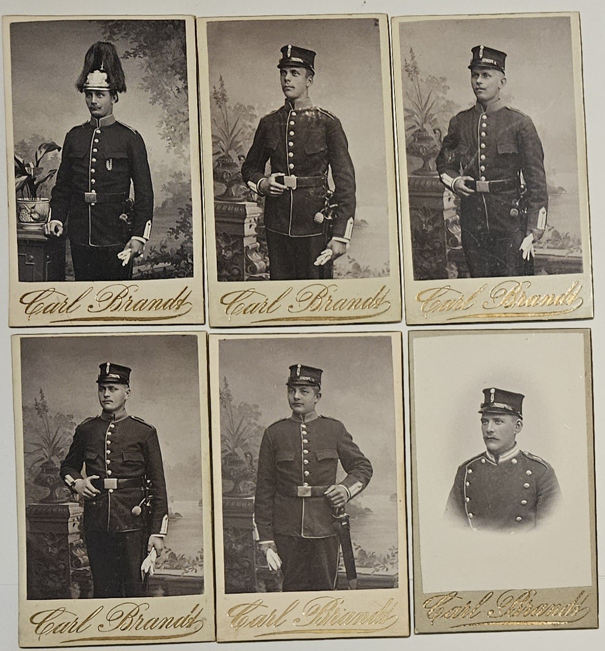 6x Swedish Military CDV Photos Soldier Uniform Lot Of 6