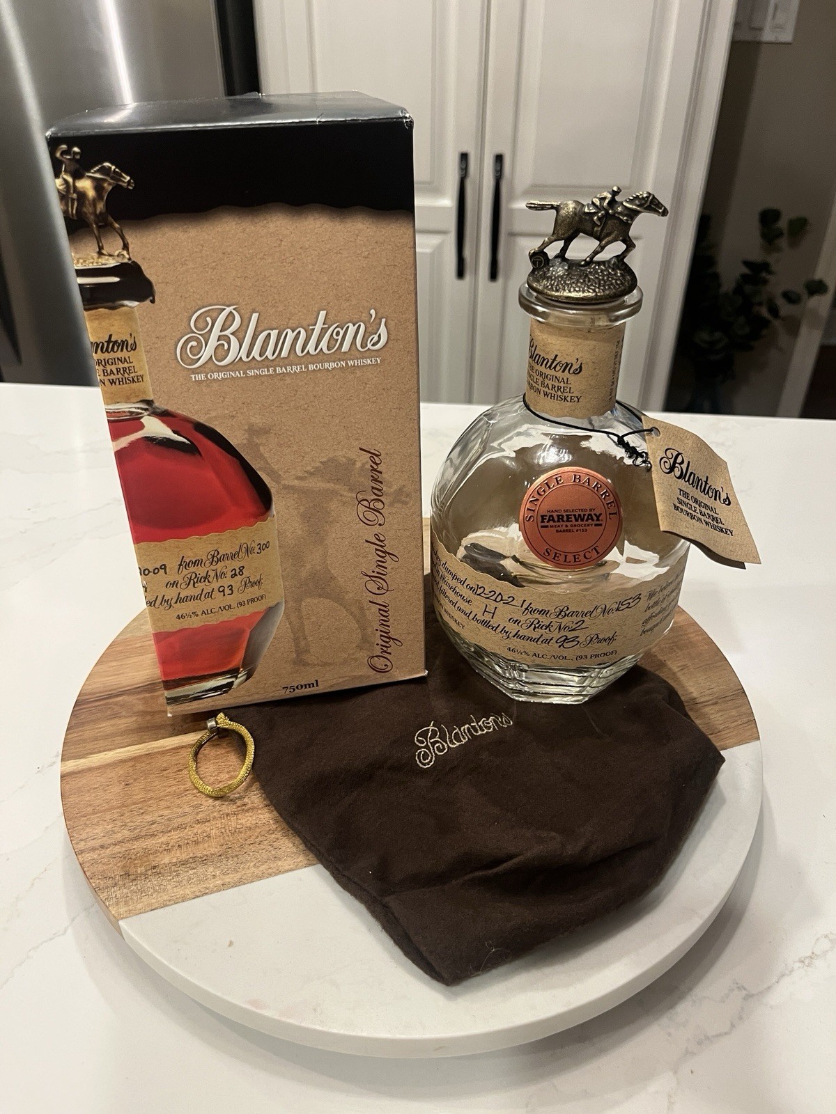 Blanton\'s Single Barrel Bourbon Liquor Bottle Clear 750ml w/Box & Bag *EMPTY*