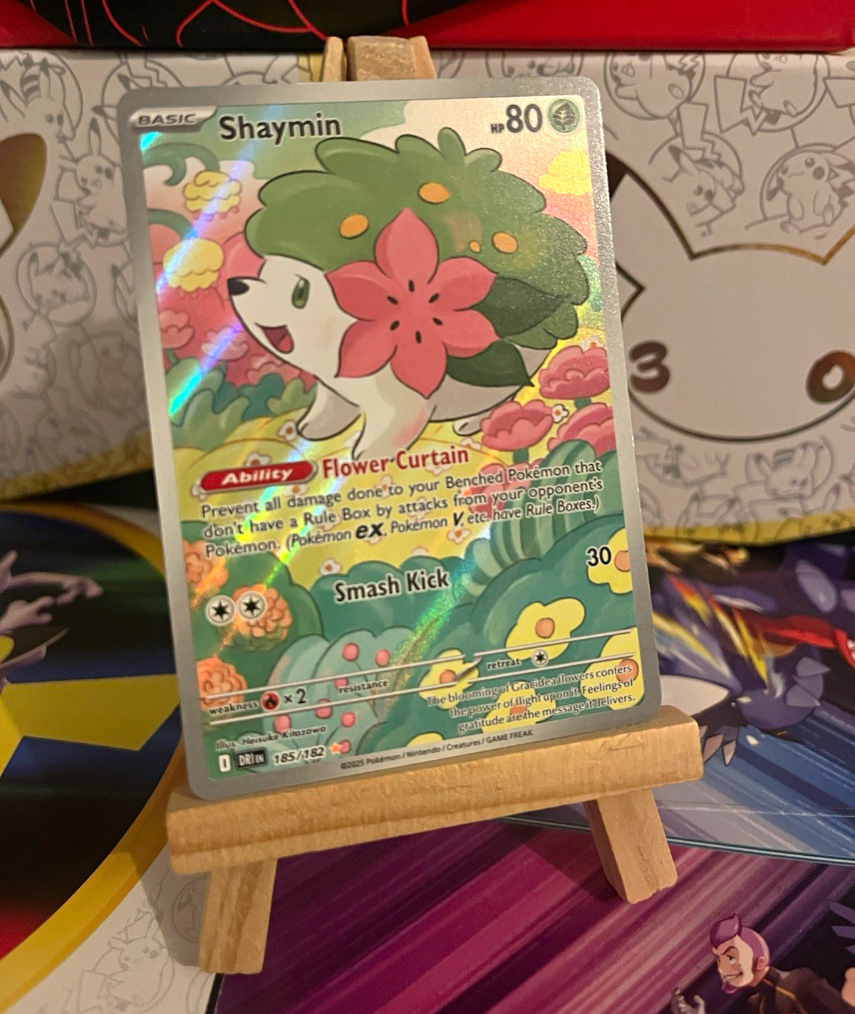 Pokémon TCG Shaymin 185/182 Sv10 Destined Rivals Illustration Rare Full Art Holo Pokémon TCG Shaymin 185/182 Sv10 Destined Rivals Illustration Rare Full Art Holo