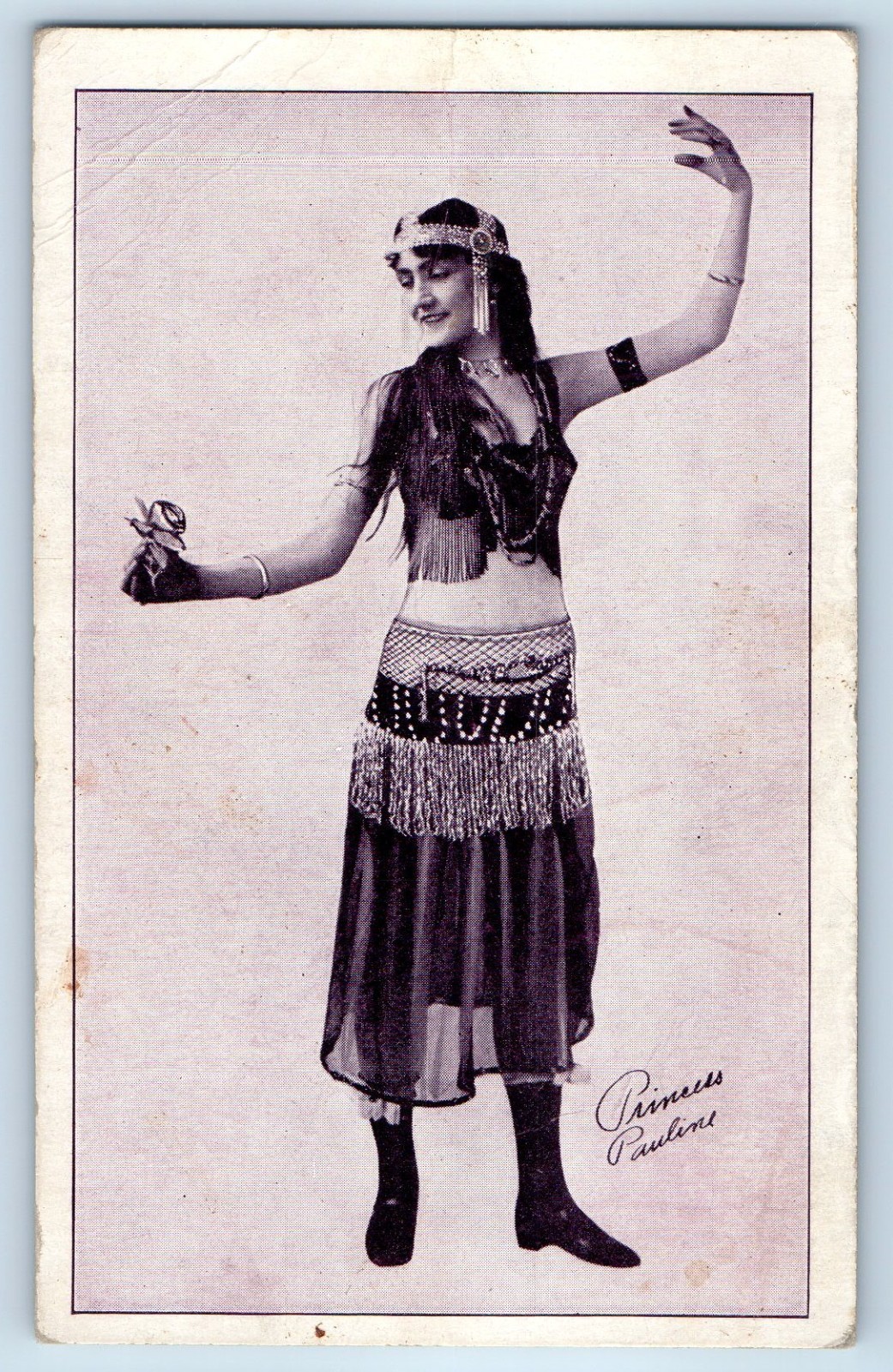 c1910\'s Risque Princess Pauline Costume With Flower Studio Antique Postcard