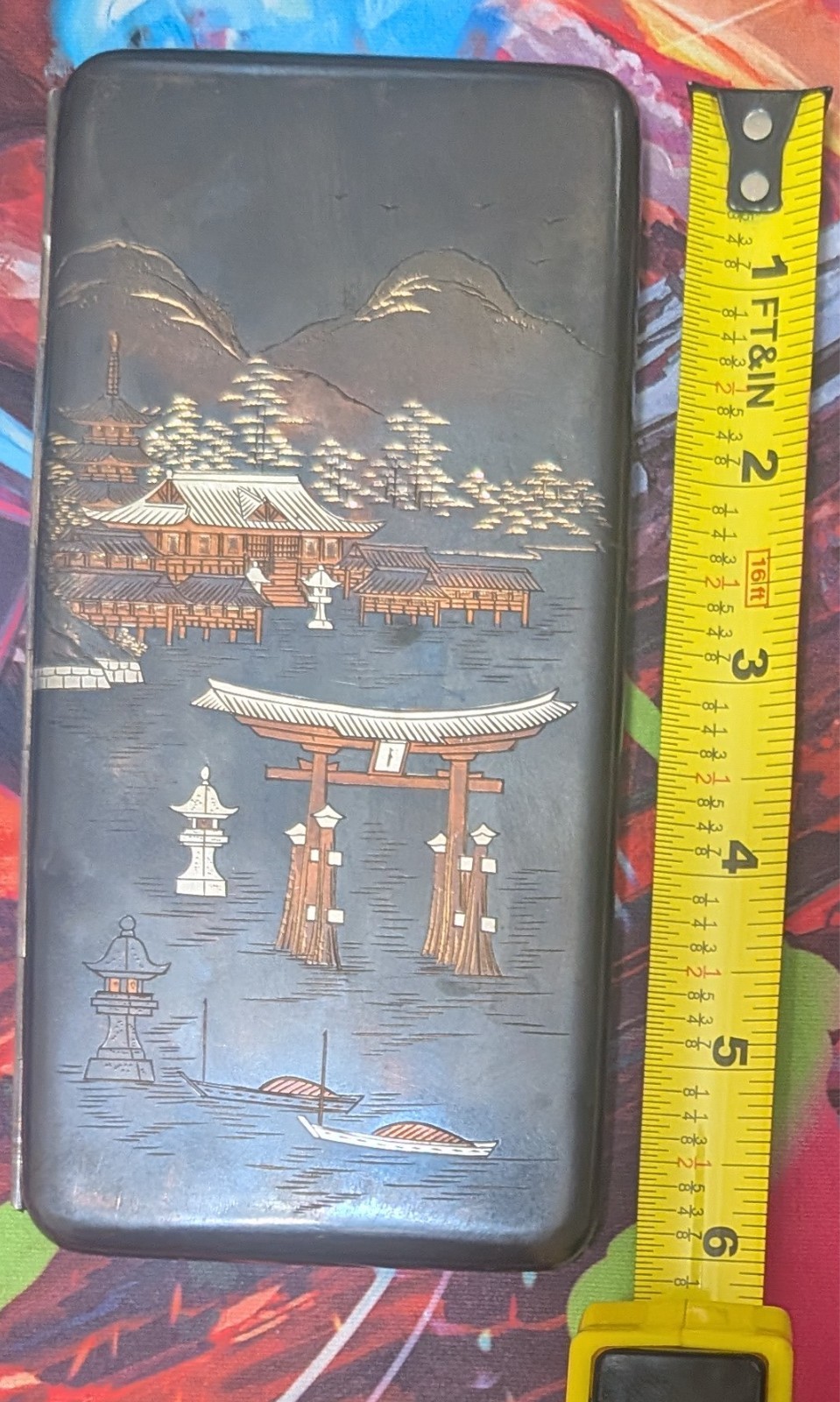 Vintage Japanese Silver Cigarette Case Mixed Metal
