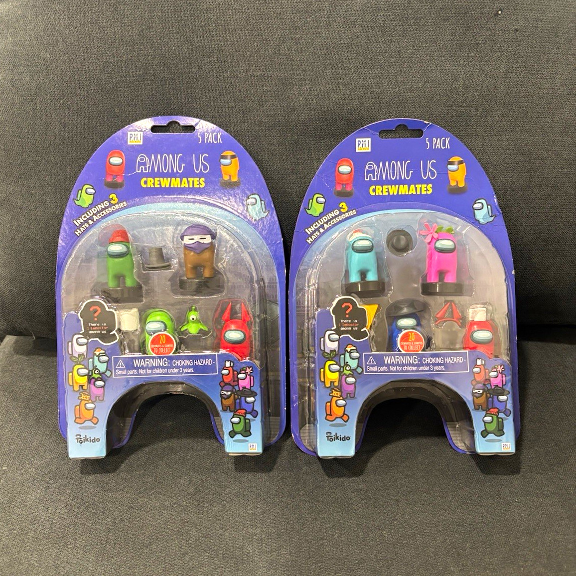 Toikido Among Us Crewmates 5-Pack Figures w/ 3 Hats & Accessories Set