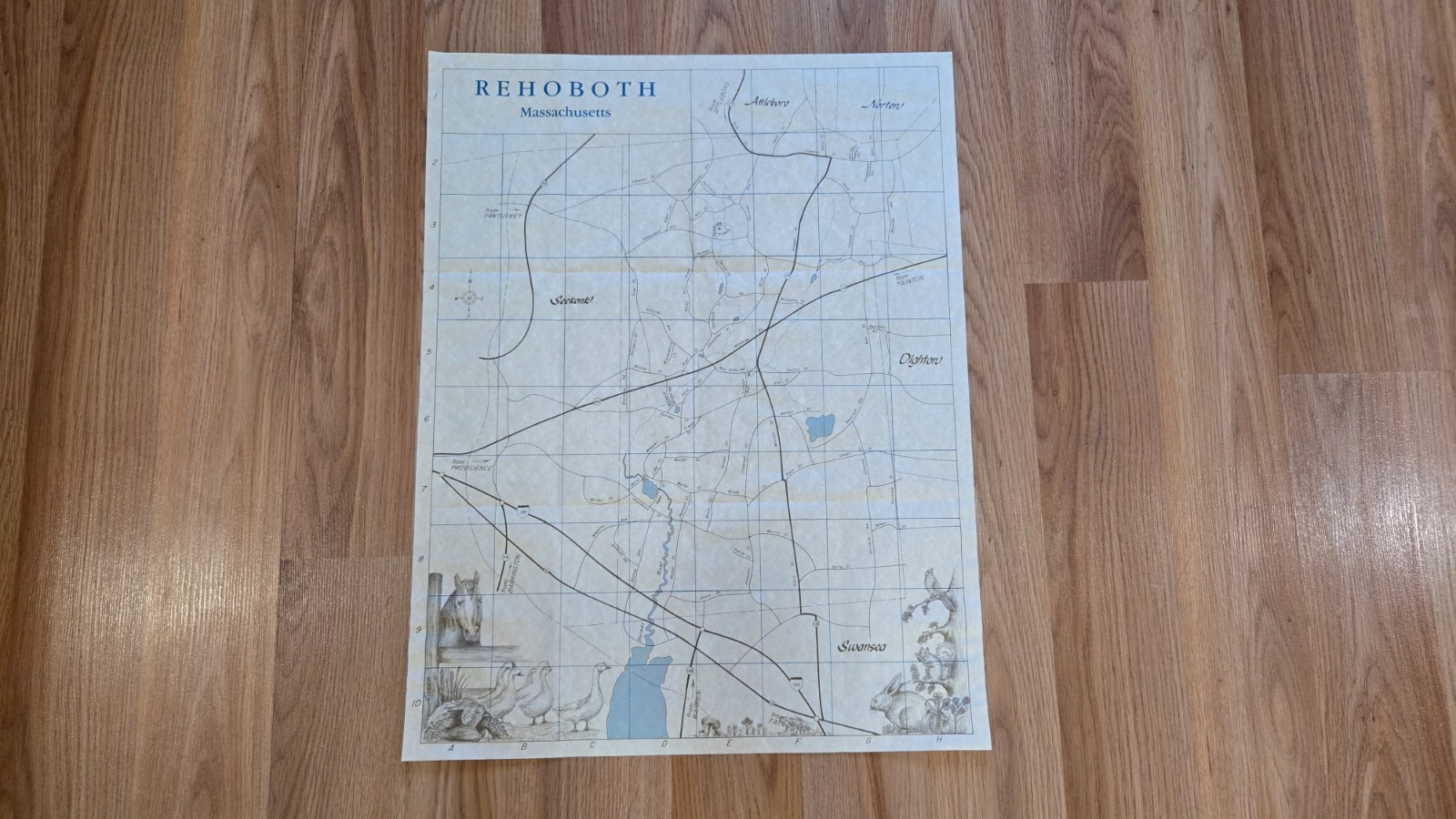 Rehoboth MA Massachusetts VINTAGE MAP Service Directory Info Pamphlet Brochure